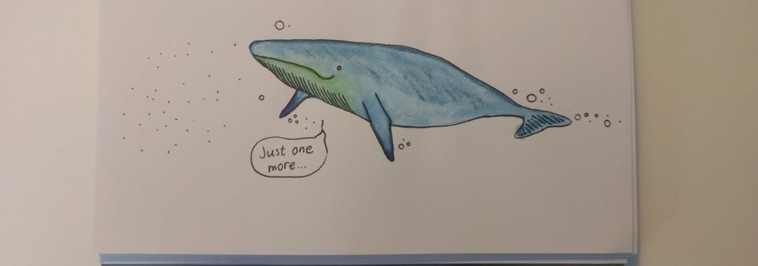 inktober 2018 hungry whale doodle drawing