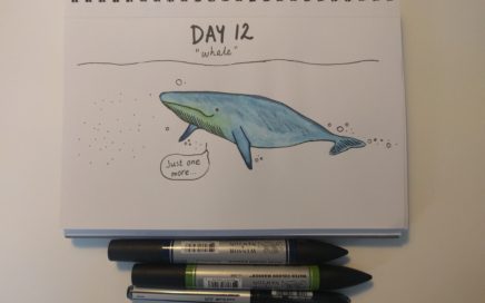inktober 2018 hungry whale doodle drawing