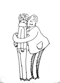 hug awkward but nice illustration doodle drawing