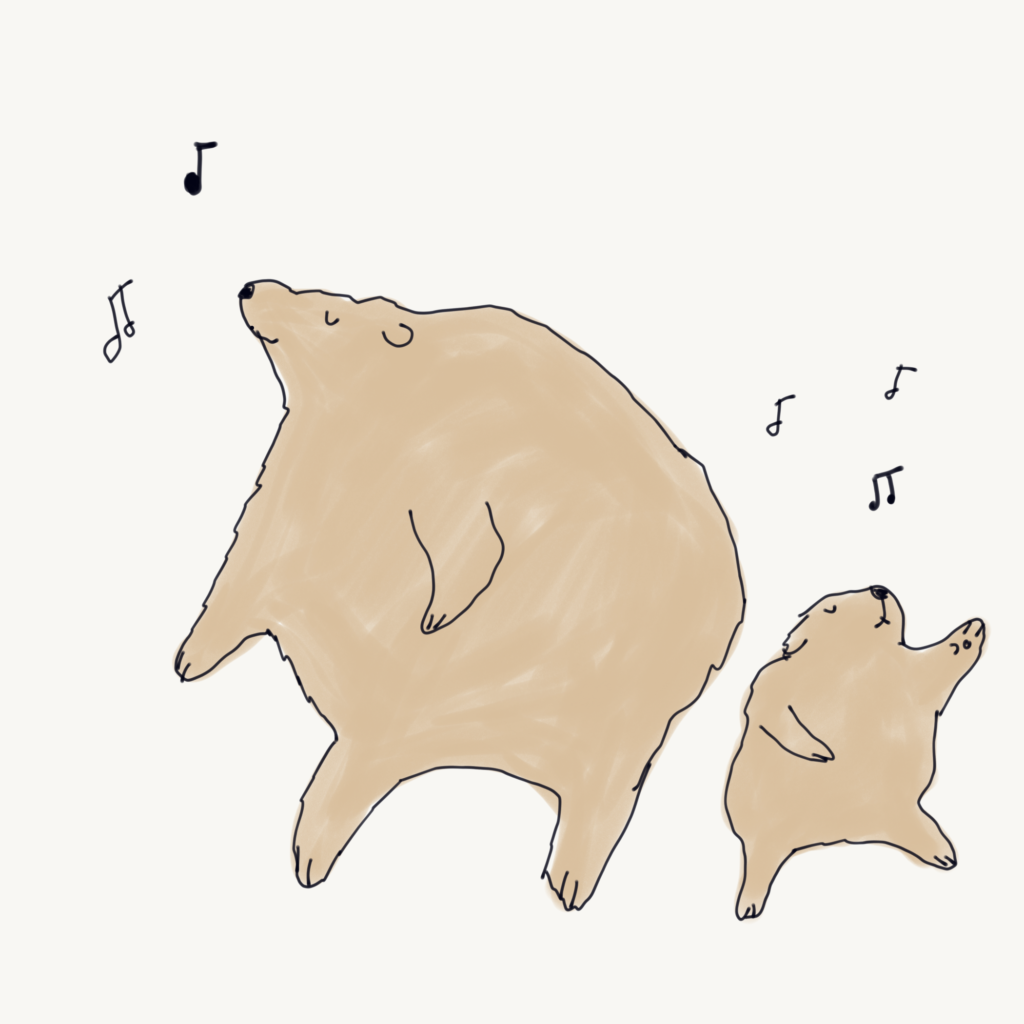 bear dancing illustration drawing